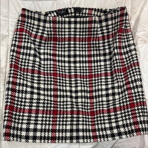 Talbots Red and Black Houndstooth Mini Skirt